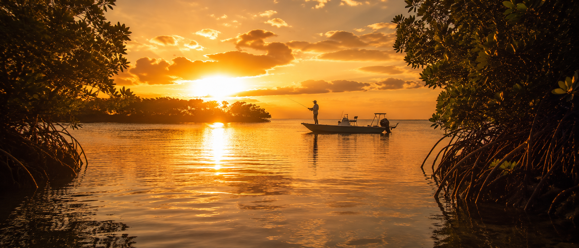 Mangrove shoreline at sunrise